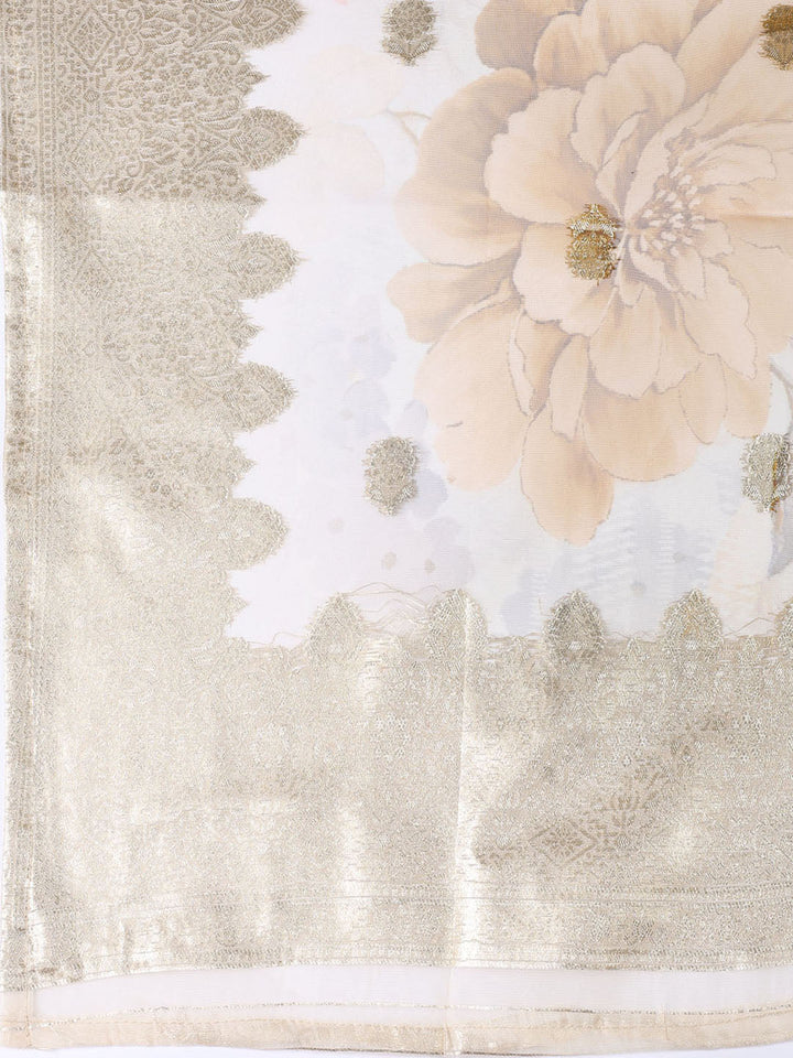 Neck Embroidered Tissue Unstitched Suit Piece With Dupatta