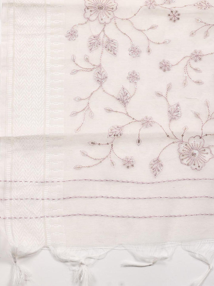 Neck Embroidered Cotton Blend Unstitched Suit Piece With Dupatta