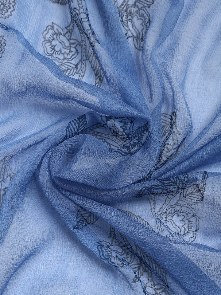 Printed Cotton Blend Unstitched Suit With Dupatta