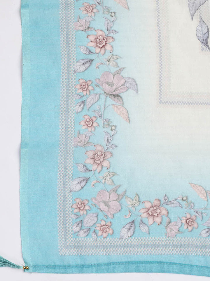 Printed Linen Unstitched Suit Piece With Dupatta