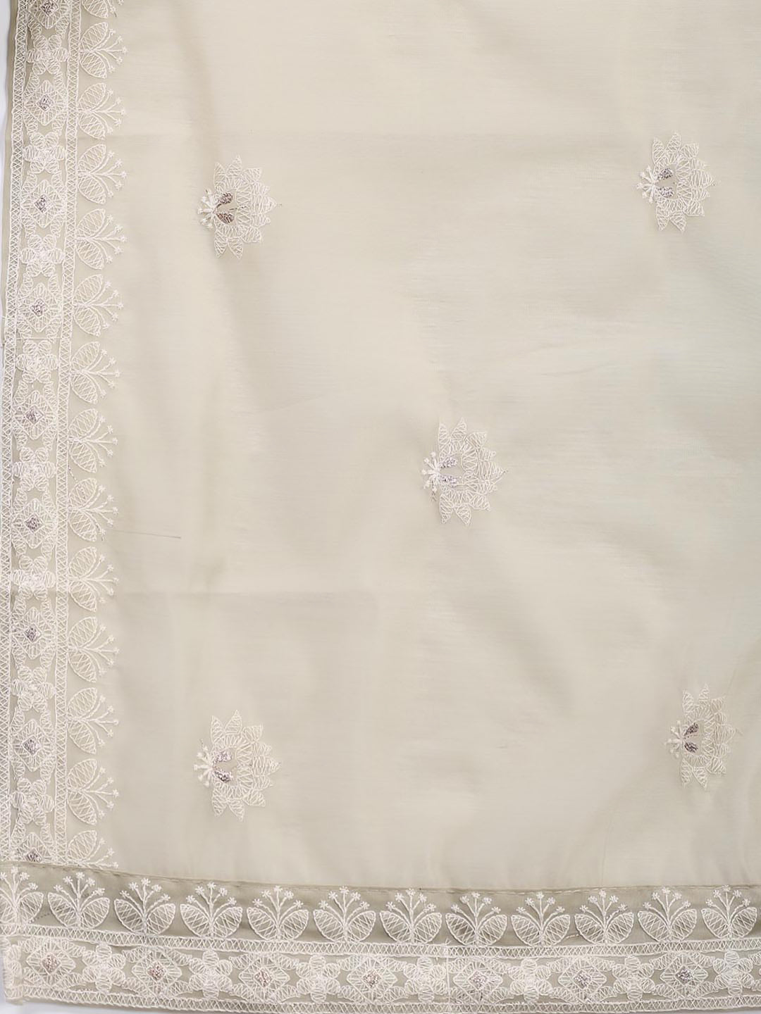 Embroidered Chanderi Unstitched Suit With Dupatta