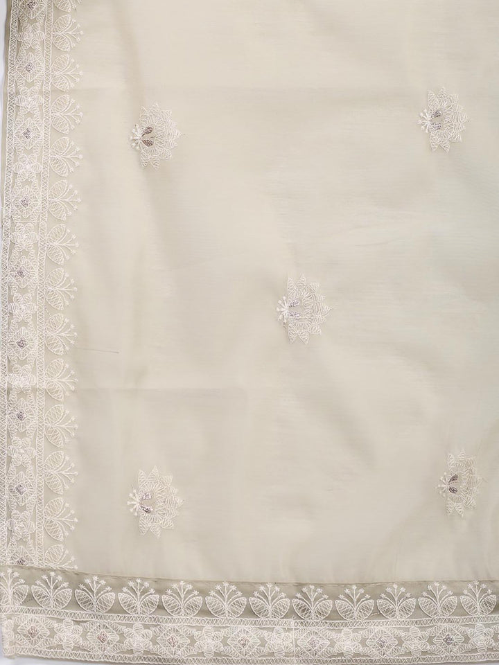 Embroidered Chanderi Unstitched Suit With Dupatta