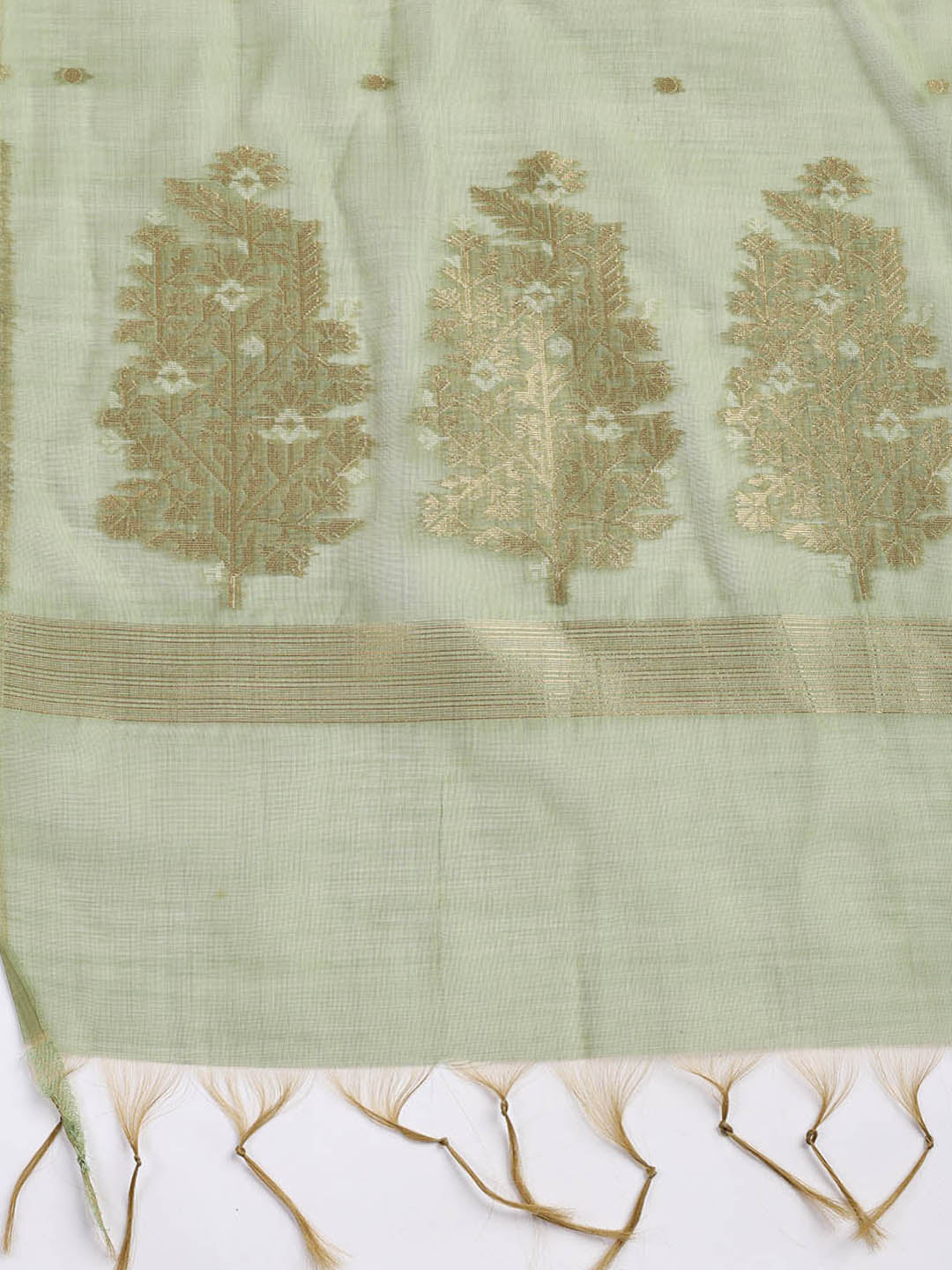 Jamdani Work Chanderi Unstitched Suit Piece With Dupatta