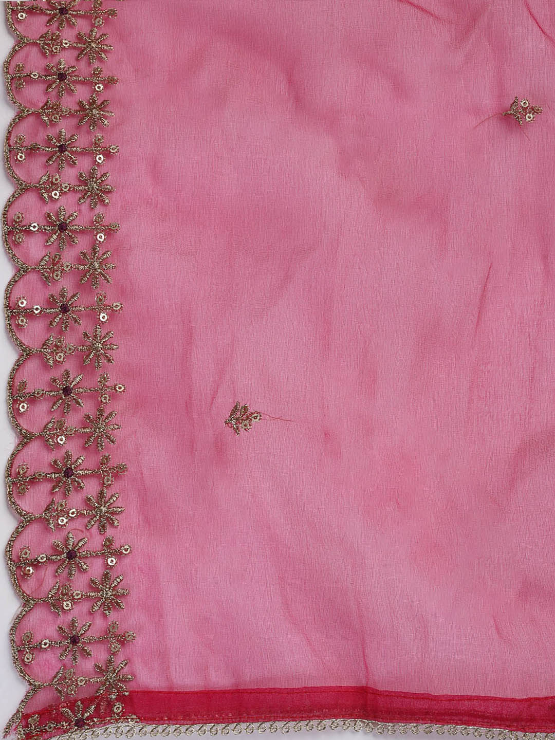 Embroidered Chanderi Unstitched Suit With Dupatta