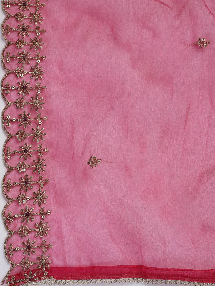 Embroidered Chanderi Unstitched Suit With Dupatta