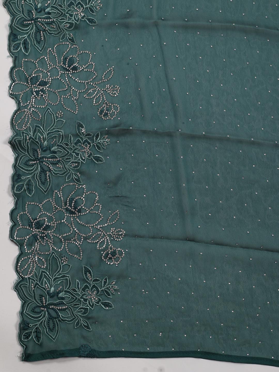 Stone Embroidery Art Silk Unstitched Suit Piece With Dupatta