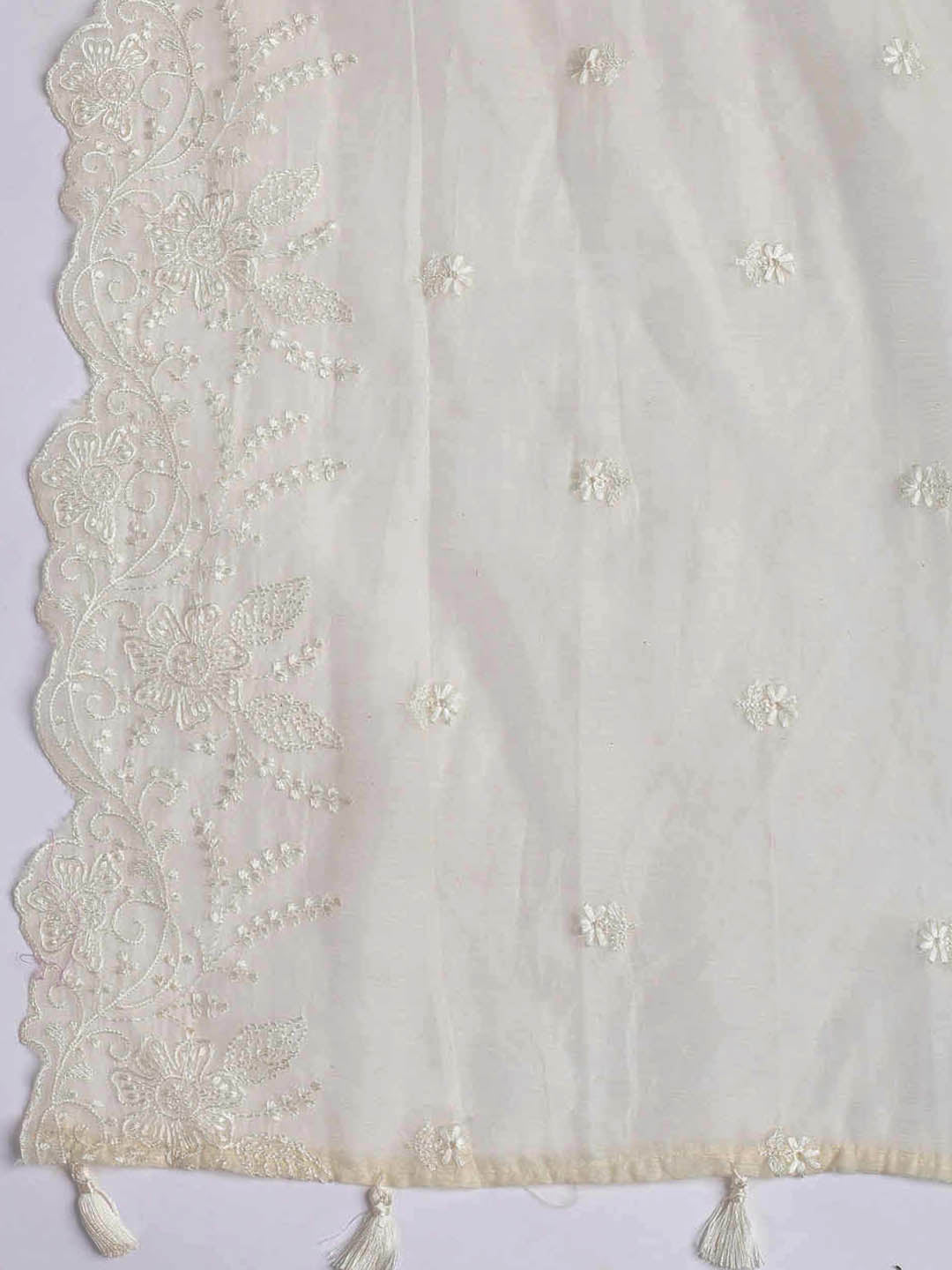 Embroidered Chanderi Unstitched Suit With Dupatta