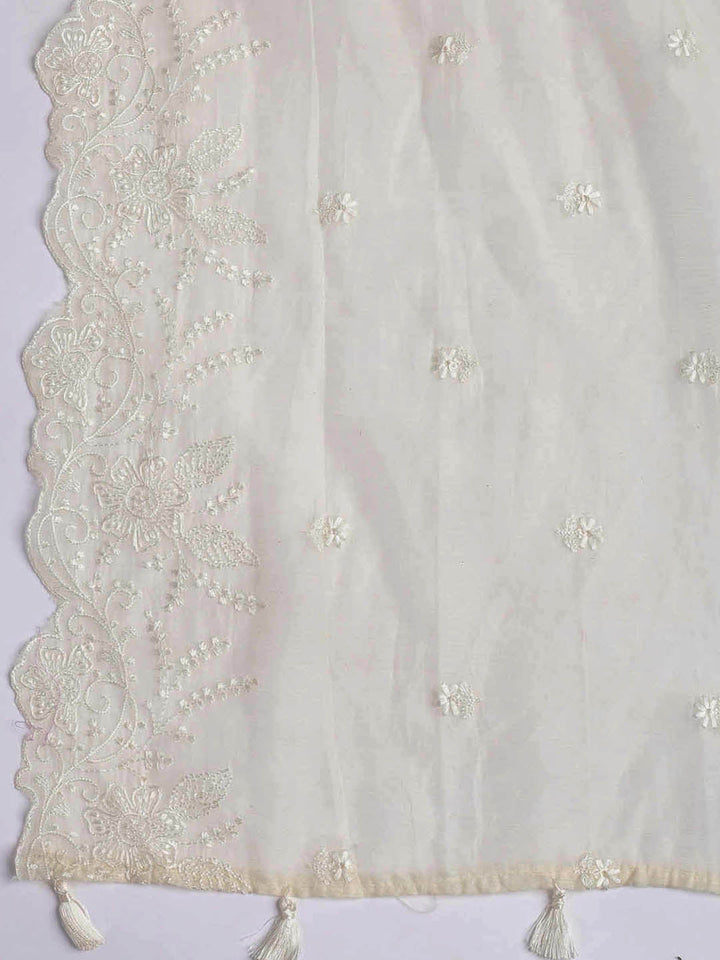 Embroidered Chanderi Unstitched Suit With Dupatta