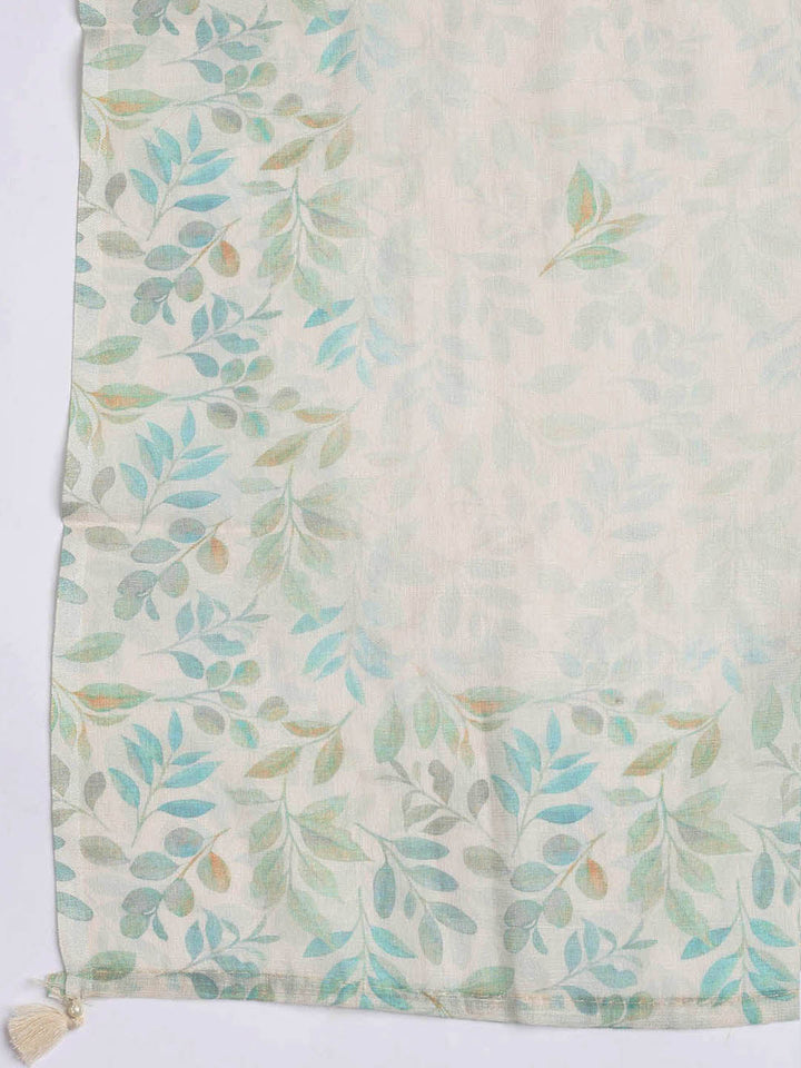 Printed Cotton Blend Unstitched Suit Piece With Dupatta