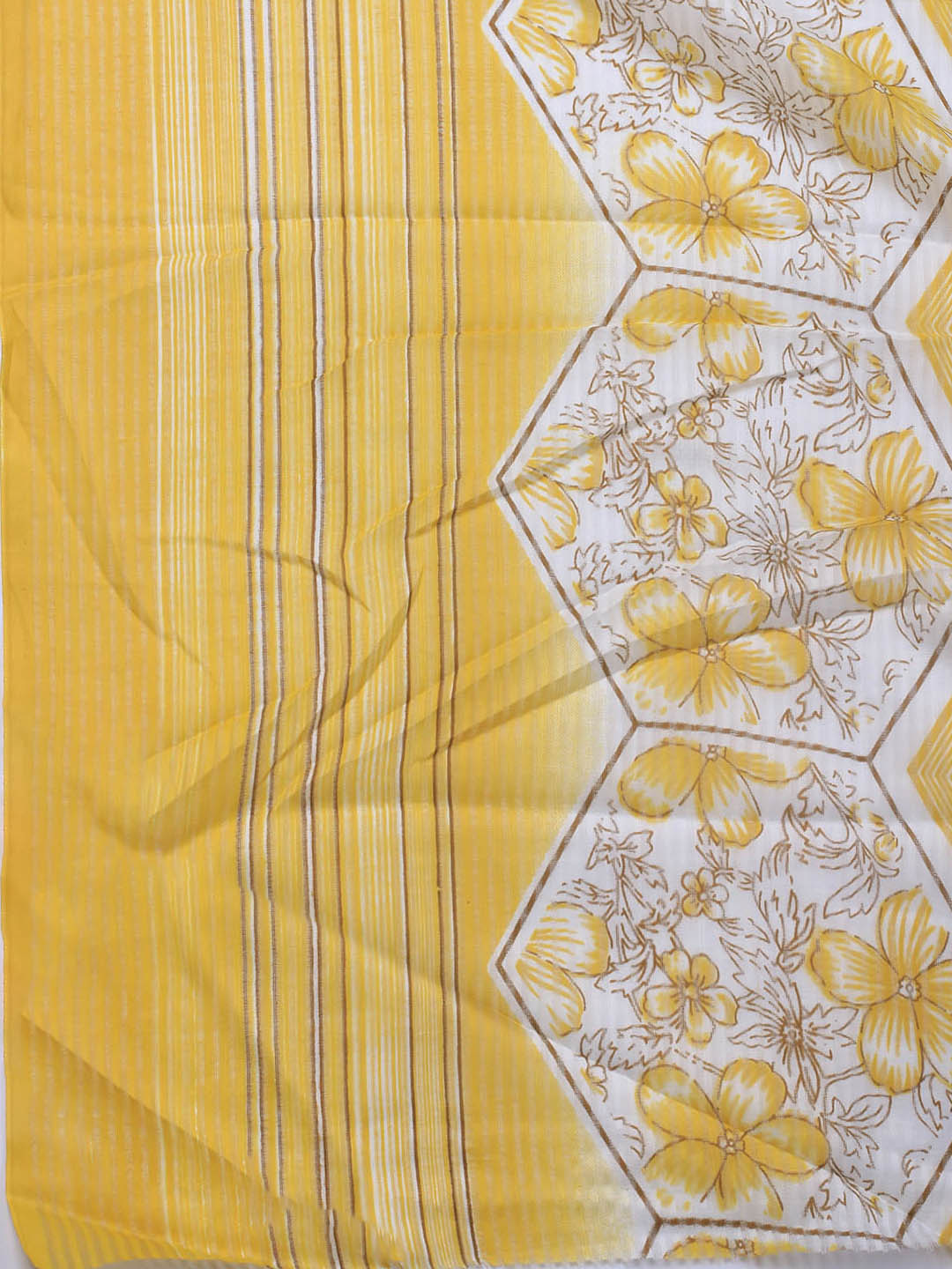 Printed Cotton Blend Unstitched Suit With Dupatta