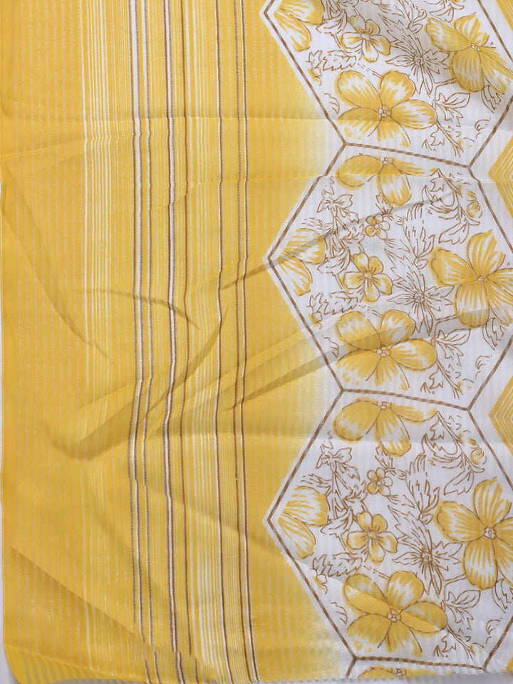 Printed Cotton Blend Unstitched Suit With Dupatta