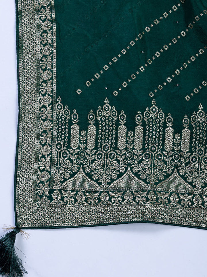 Booti Work Art Silk Unstitched Suit Piece With Dupatta