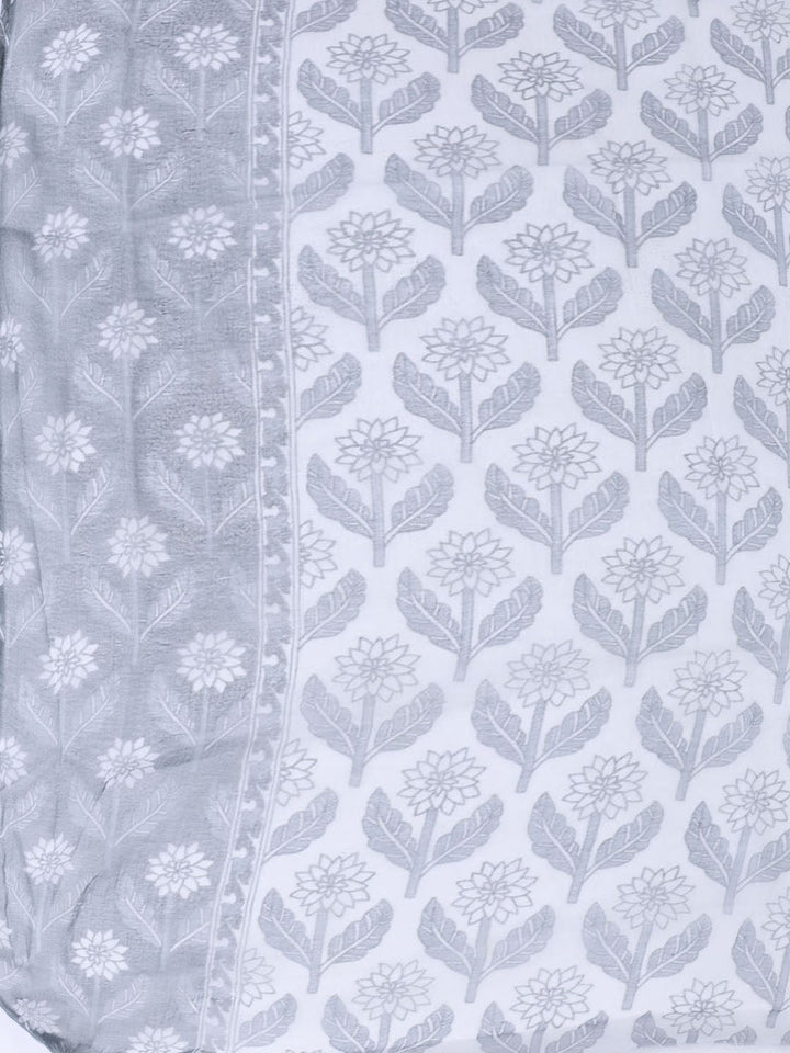 Printed Cotton Blend Unstitched Suit With Dupatta