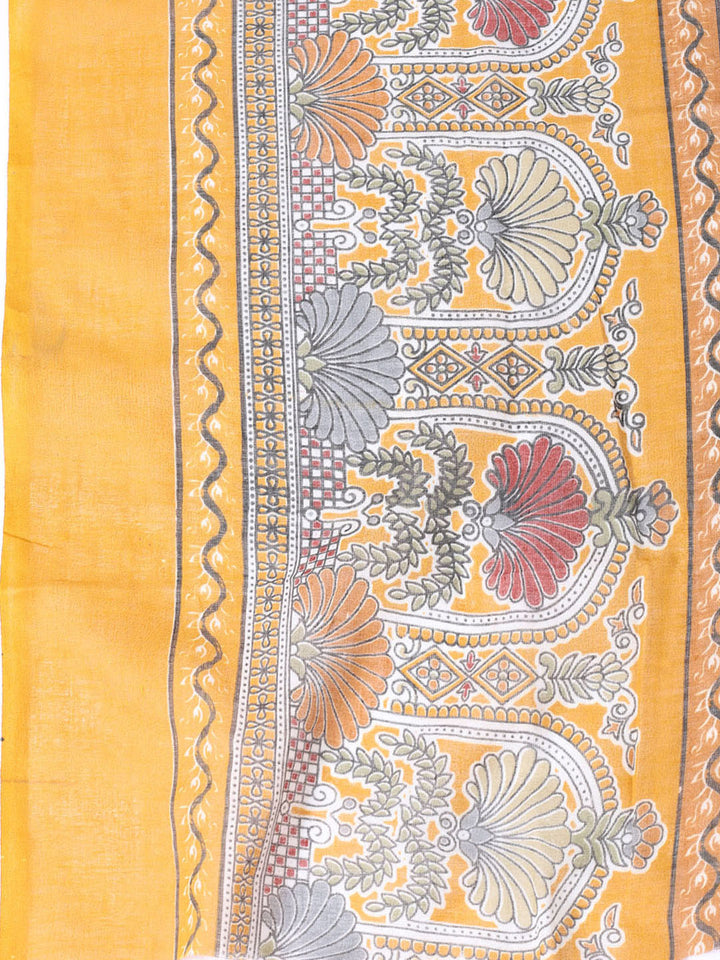 Printed Cotton Blend Unstitched Suit With Dupatta