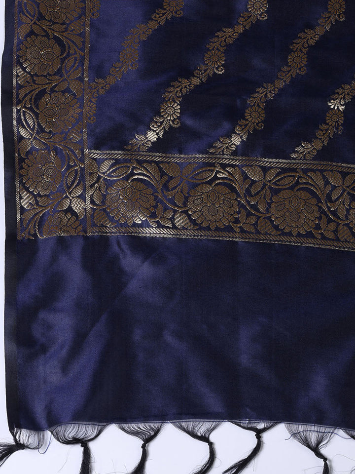 Woven Chanderi Unstitched Suit Piece With Dupatta