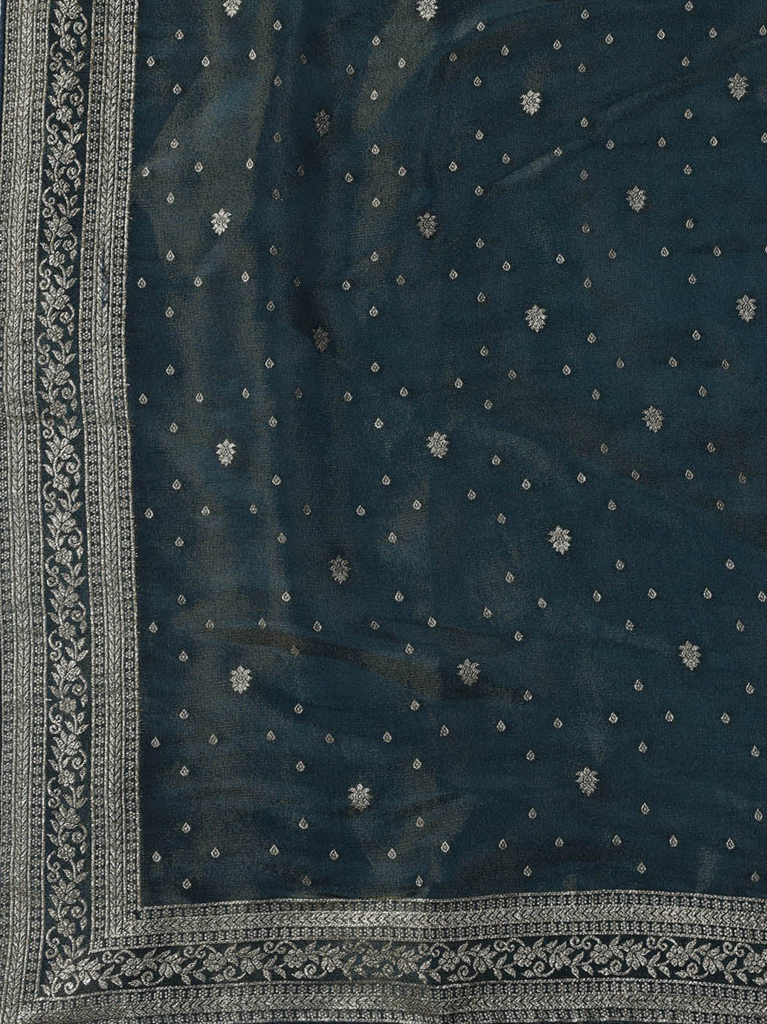 Embroidered Art Silk Unstitched Suit Piece With Dupatta