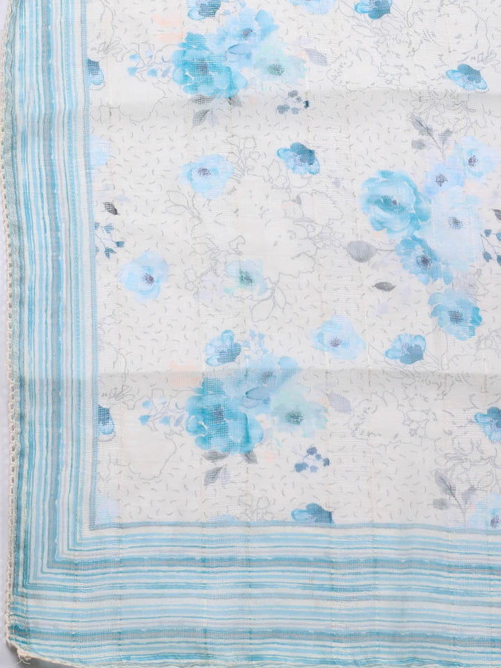 Printed Cotton Blend Unstitched Suit With Dupatta