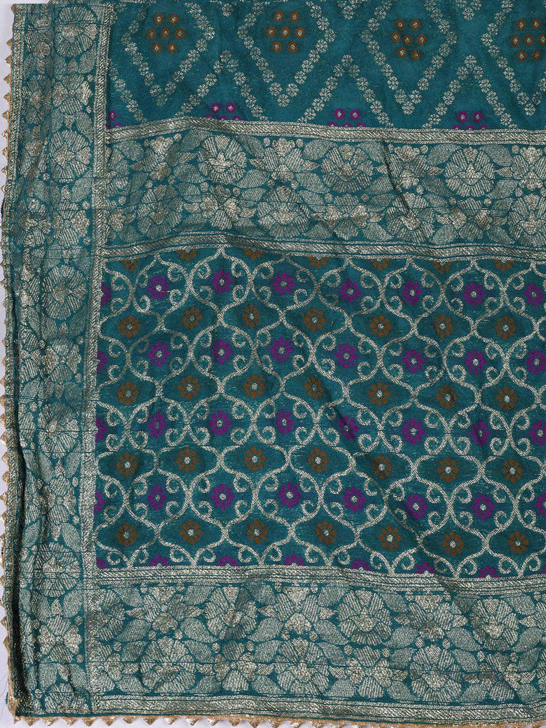 Neck Embroidery Chanderi Unstitched Suit With Dupatta