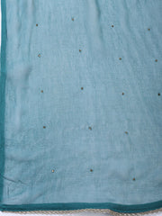Neck Embroidered Chanderi Unstitched Suit With Dupatta