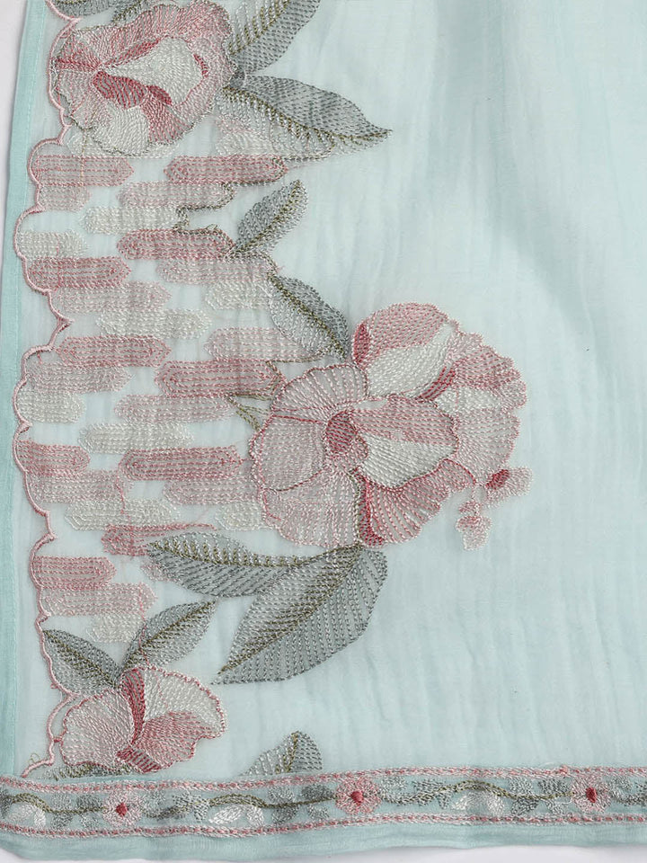 Embroidery Chanderi Unstitched Suit With Dupatta
