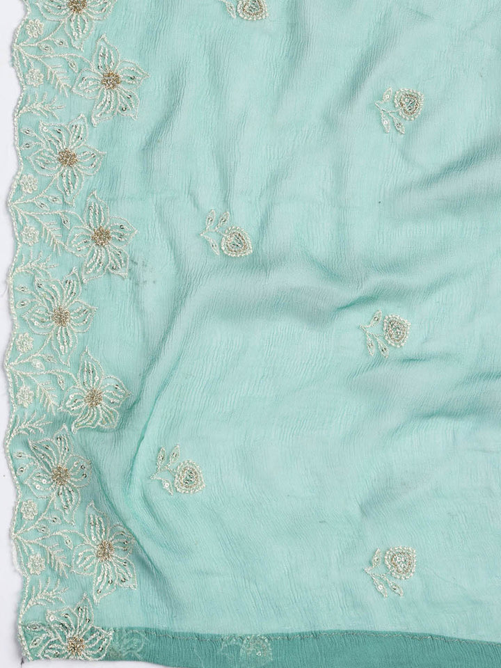 Embroidered Organza Unstitched Suit Piece With Dupatta