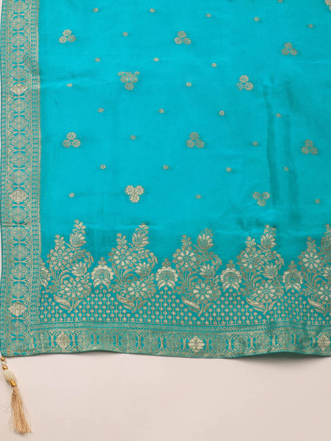 Embroidery Chanderi Unstitched Suit With Dupatta