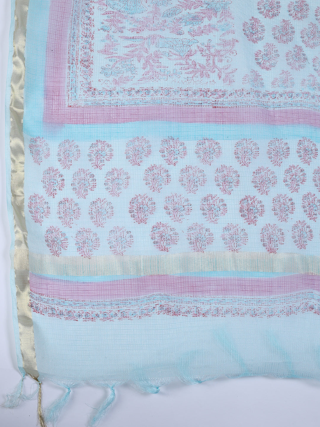 Neck Work Cotton Blend Unstitched Suit With Dupatta