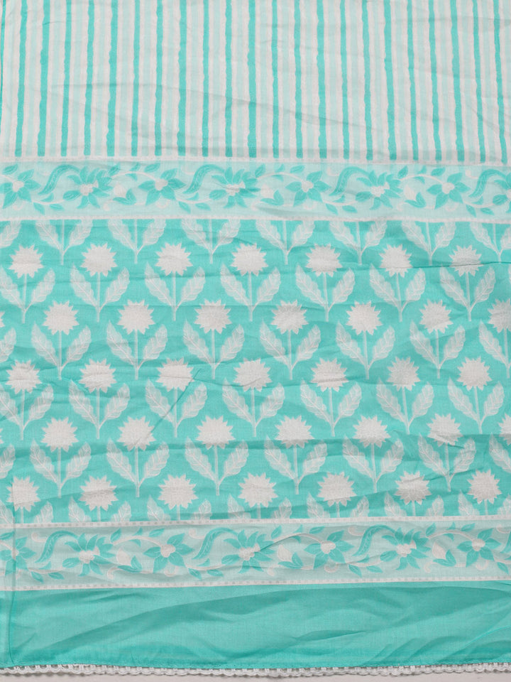 Printed Cotton Blend Unstitched Suit With Dupatta