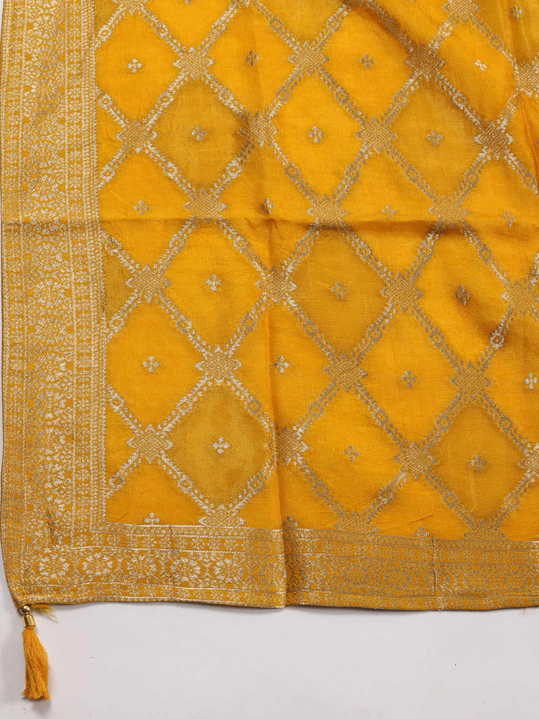 Neck Embroidered Chanderi Unstitched Suit Piece With Dupatta