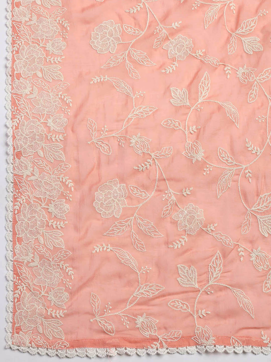 Embroidery Linen Unstitched Suit With Dupatta