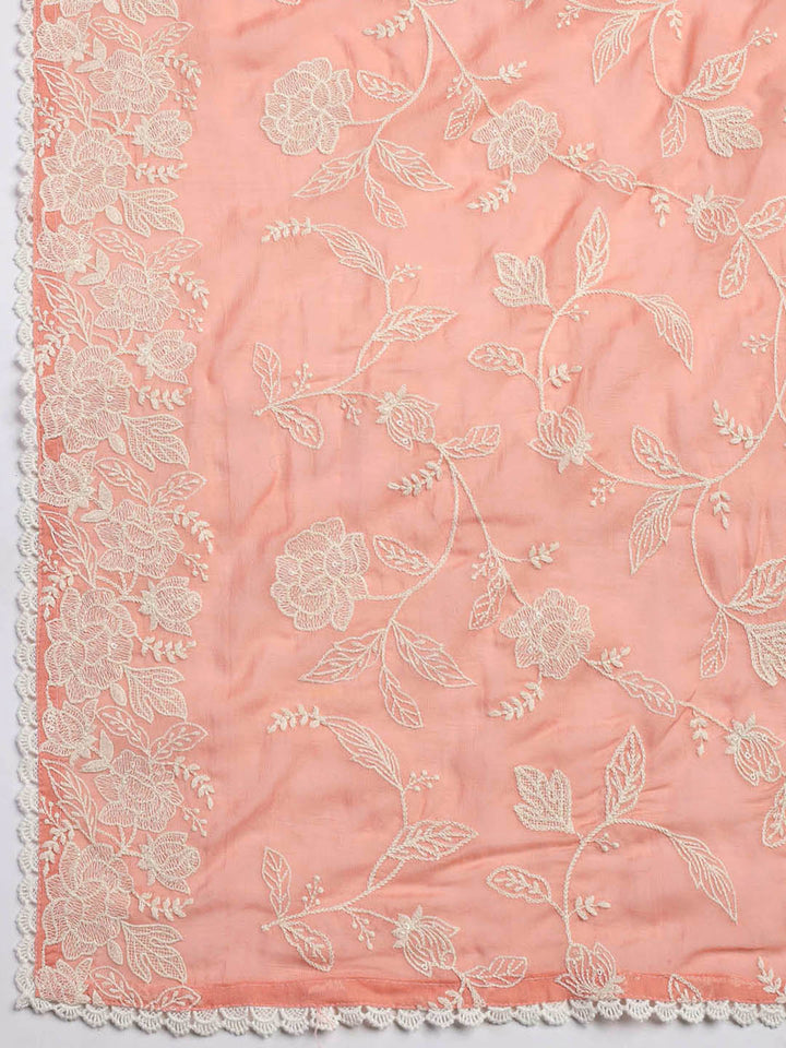 Embroidery Linen Unstitched Suit With Dupatta