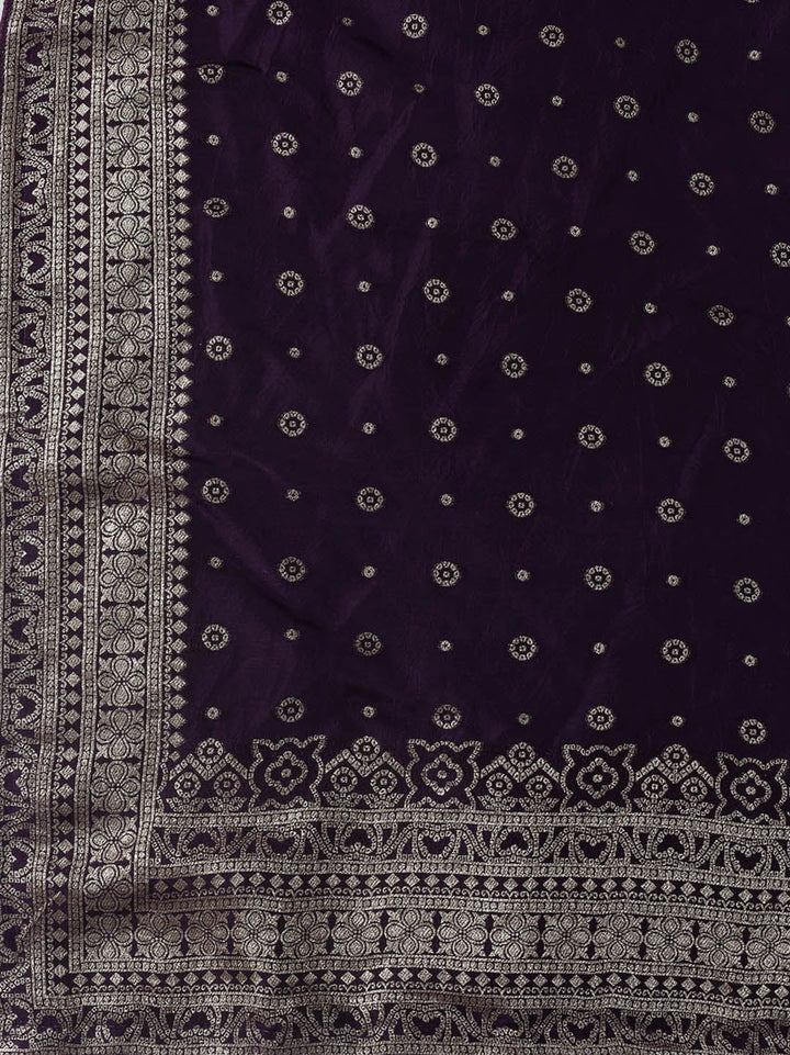 Embroidered Art Silk Unstitched Suit Piece With Dupatta