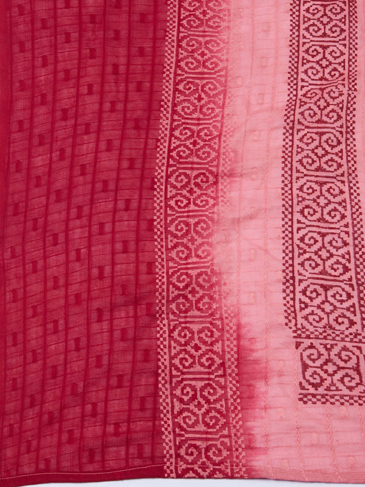 Printed Cotton Blend Unstitched Suit Piece With Dupatta