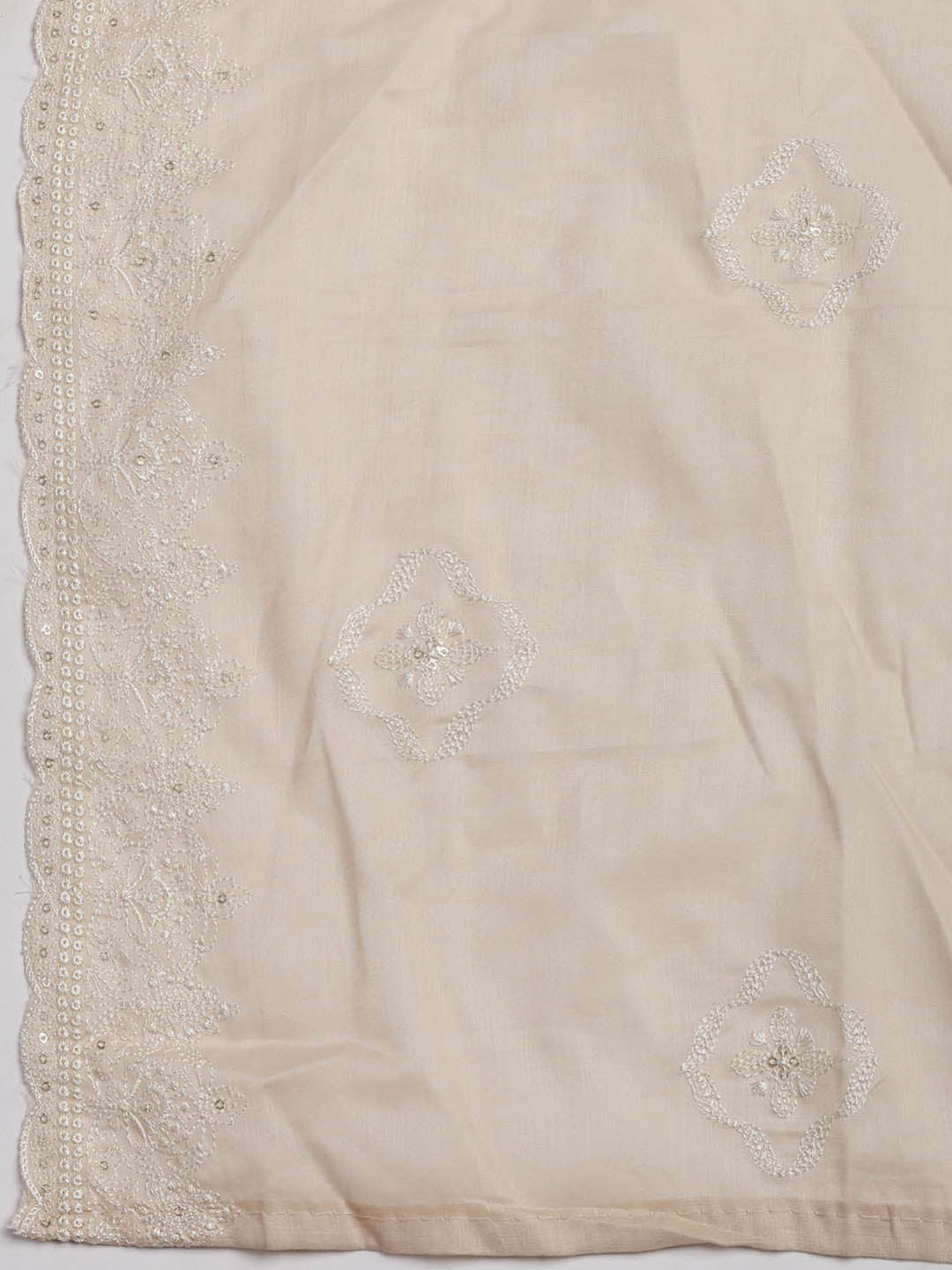 Embroidered Cotton Blend Unstitched Suit Piece With Dupatta