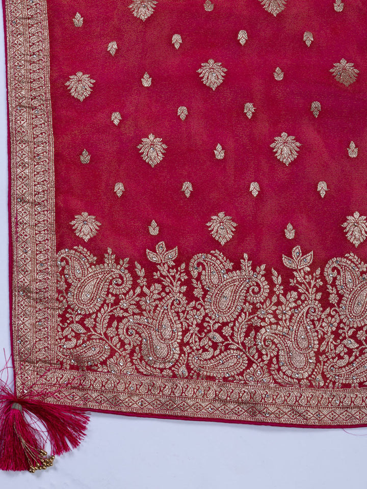 Embroidered Tissue Unstitched Suit With Dupatta