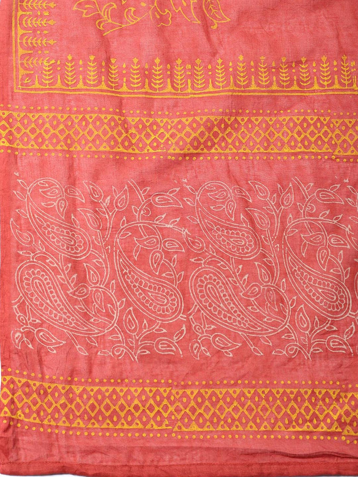 Printed Cotton Blend Unstitched Suit Piece With Dupatta