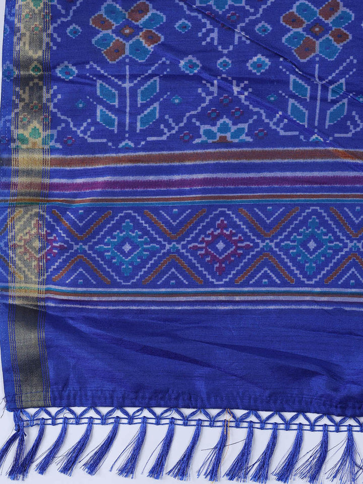 Printed Chanderi Unstitched Suit With Dupatta