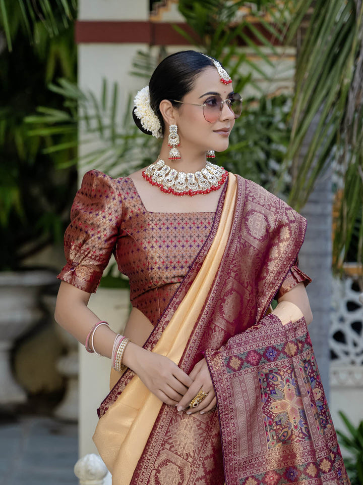 Plain Woven Border Kanjivaram Art Silk Saree