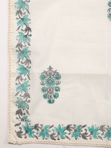 Neck Embroidered Cotton Unstitched Suit Piece With Dupatta