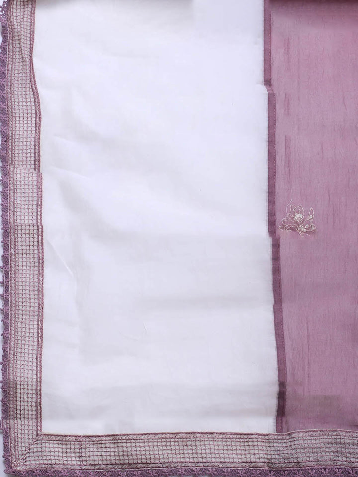 Embroidered Chanderi Unstitched Suit With Dupatta