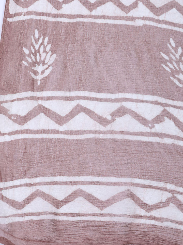 Printed Chanderi Unstitched Suit Piece With Dupatta
