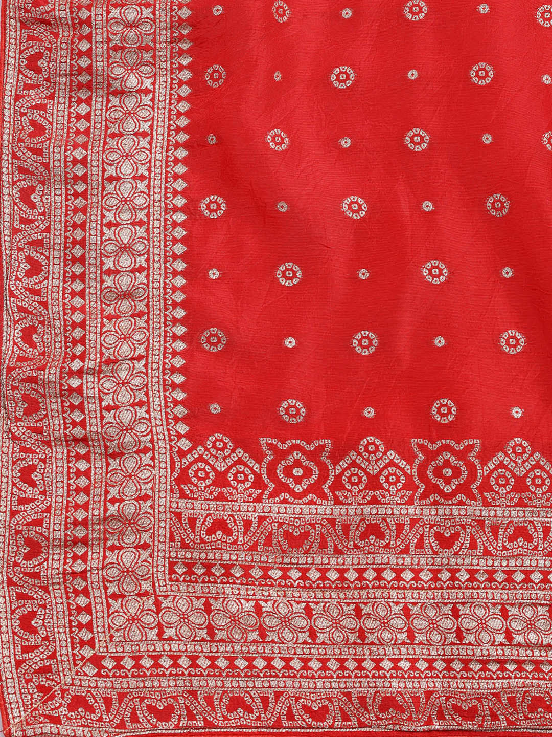 Embroidered Art Silk Unstitched Suit Piece With Dupatta