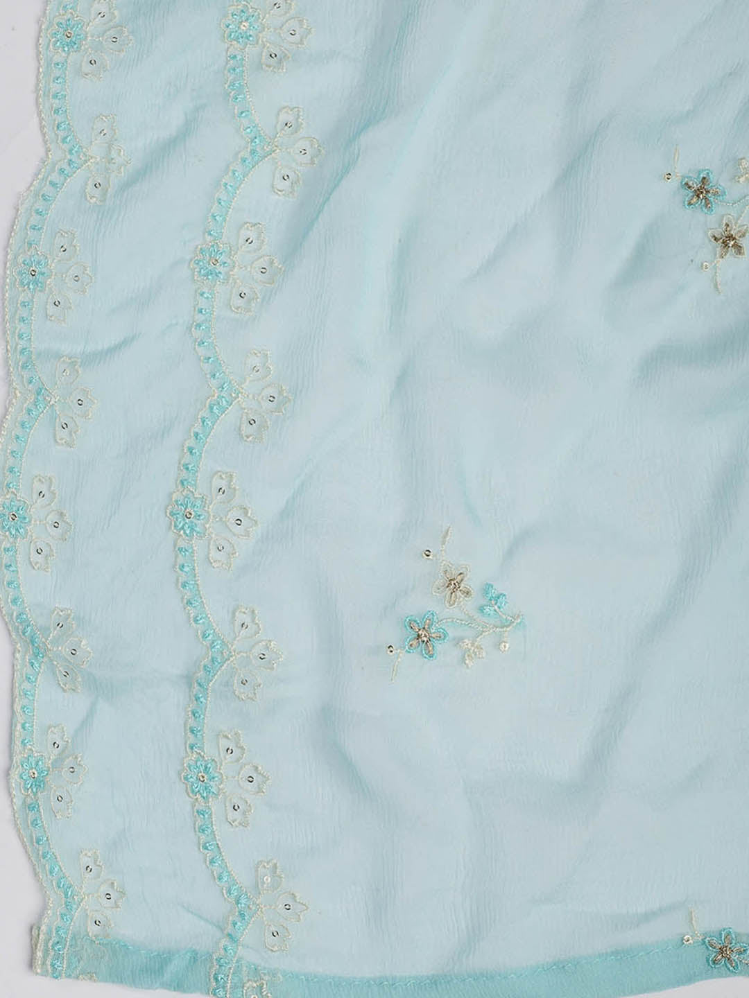 Embroidered Chanderi Unstitched Suit Piece With Dupatta