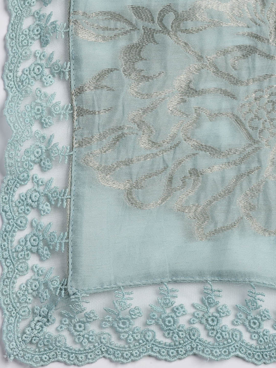 Embroidery Linen Unstitched Suit With Dupatta