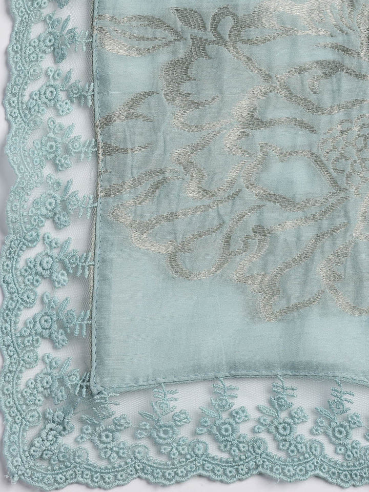 Embroidery Linen Unstitched Suit With Dupatta