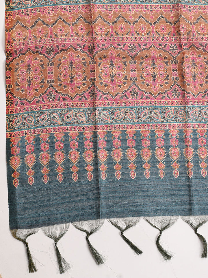 Neck Embroidered Chanderi Unstitched Suit With Dupatta