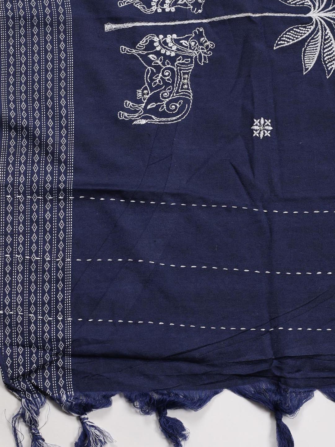 Neck Embroidered Cotton Blend Unstitched Suit Piece With Dupatta