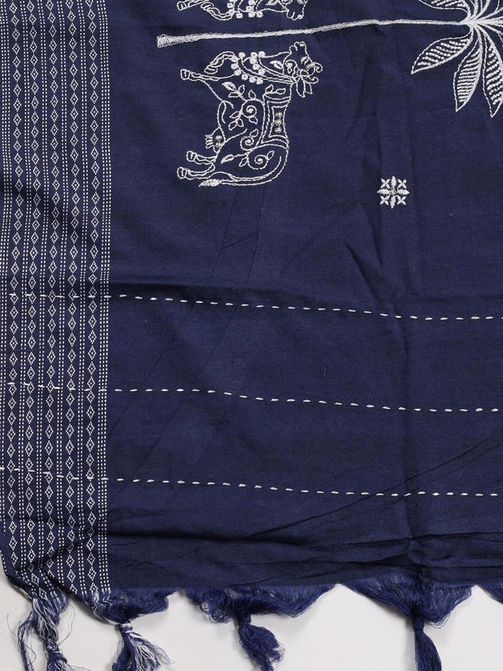 Neck Embroidered Cotton Blend Unstitched Suit Piece With Dupatta