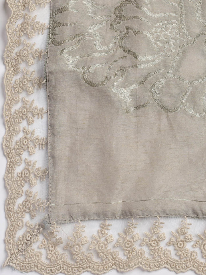 Embroidery Linen Unstitched Suit With Dupatta