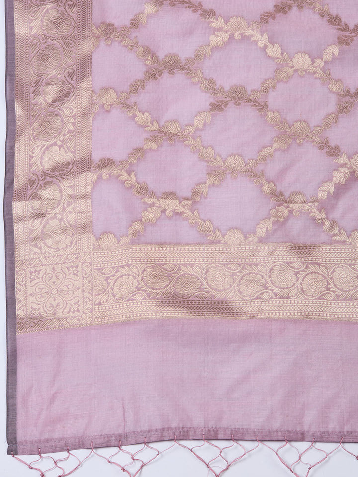 Woven Chanderi Unstitched Suit With Dupatta